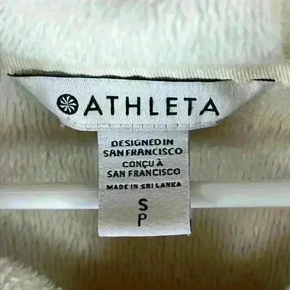 Athleta Women’s 1/4 Zip Hoodie Sweatshirt Size Small Cream Kangaroo Pocket - Picture 3 of 7